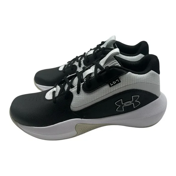 Under Armour Lockdown 7 Basketball Shoes Men's Size 12‎ Black White Sneakers